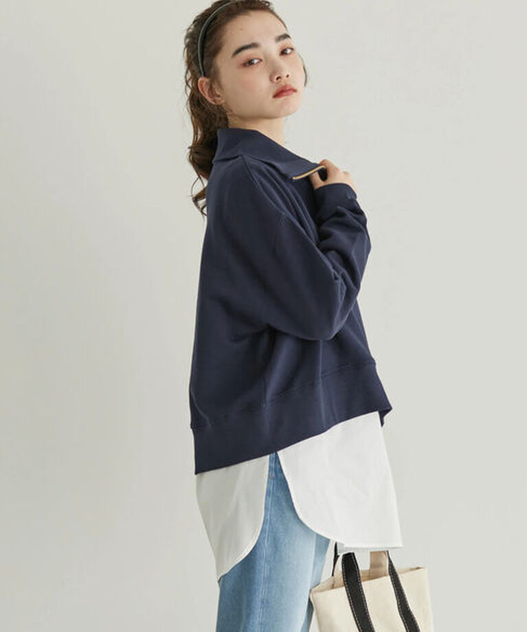  「SET ハーフZIPスウェット+シャツテールプルオーバー」|Tシャツ・カットソー|