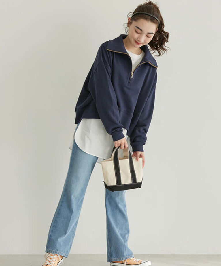  「SET ハーフZIPスウェット+シャツテールプルオーバー」|Tシャツ・カットソー|
