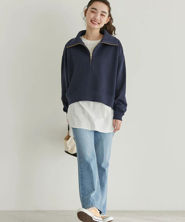  「SET ハーフZIPスウェット+シャツテールプルオーバー」|Tシャツ・カットソー|