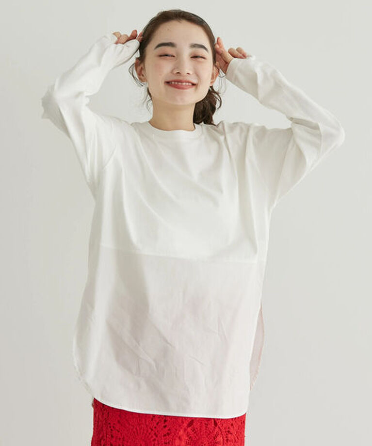 「SET ハーフZIPスウェット+シャツテールプルオーバー」|Tシャツ・カットソー|