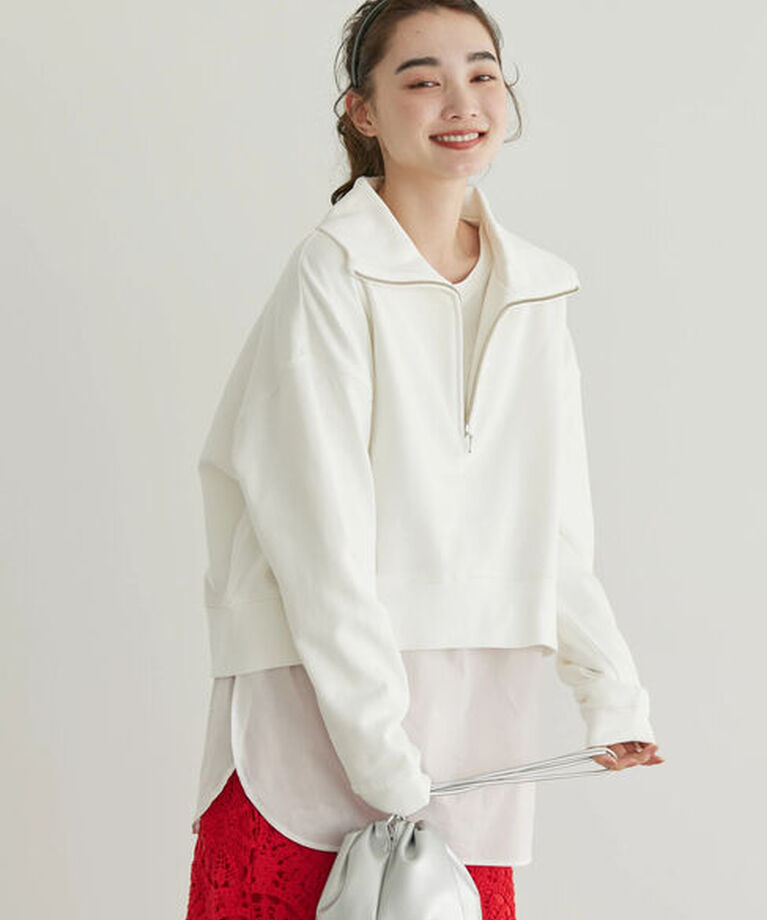  「SET ハーフZIPスウェット+シャツテールプルオーバー」|Tシャツ・カットソー|