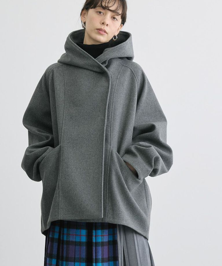 AMERICAN HOLIC「中空FIBERフーディーコクーンコート【軽量アウター】」|その他|Gray Mixture