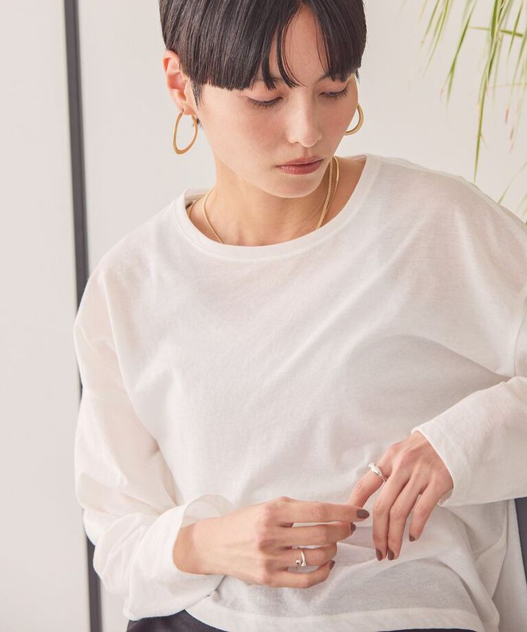 AMERICAN HOLIC「バック切替シアー長袖トップス」|Tシャツ・カットソー|