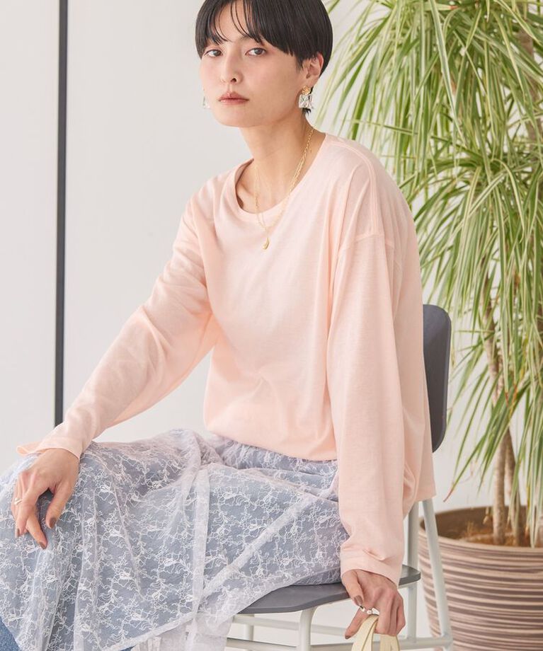 AMERICAN HOLIC「バック切替シアー長袖トップス」|Tシャツ・カットソー|