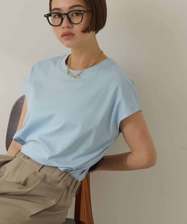 AMERICAN HOLIC「きれいめフレンチスリーブコットンプルオーバー」|Tシャツ・カットソー|Light Blue