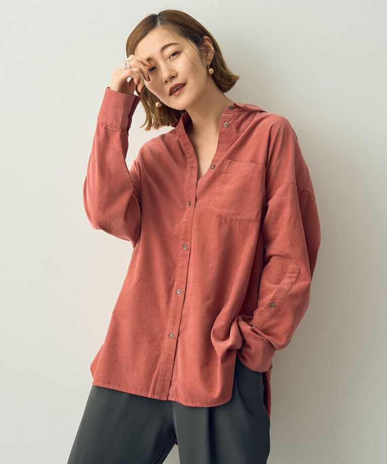 YECCA VECCA「コーデュロイバック釦デザインシャツ」|シャツ・ブラウス|Pink
