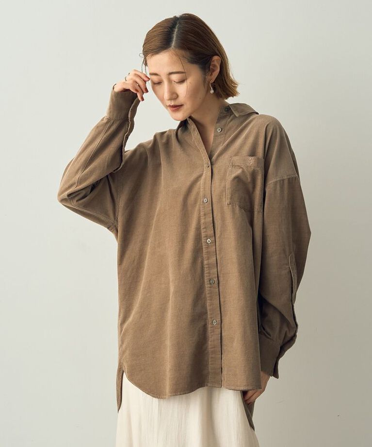 YECCA VECCA「コーデュロイバック釦デザインシャツ」|シャツ・ブラウス|Gray Beige