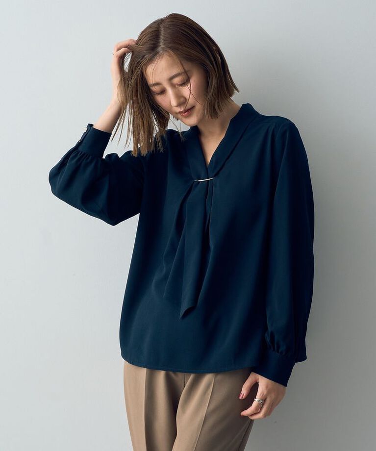 YECCA VECCA「メタルバーボウタイブラウス」|シャツ・ブラウス|Navy