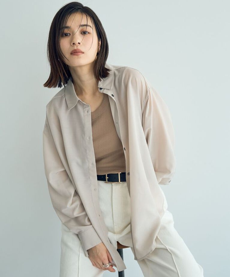 YECCA VECCA「サイドスリットシアーシャツ」|シャツ・ブラウス|Light beige