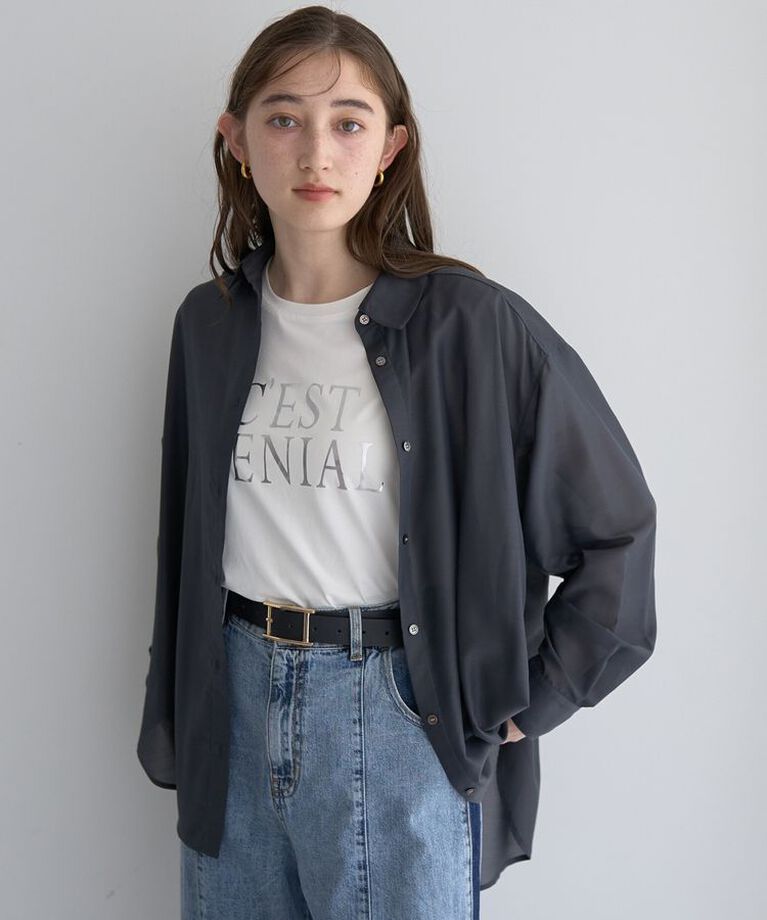 YECCA VECCA「サイドスリットシアーシャツ」|シャツ・ブラウス|