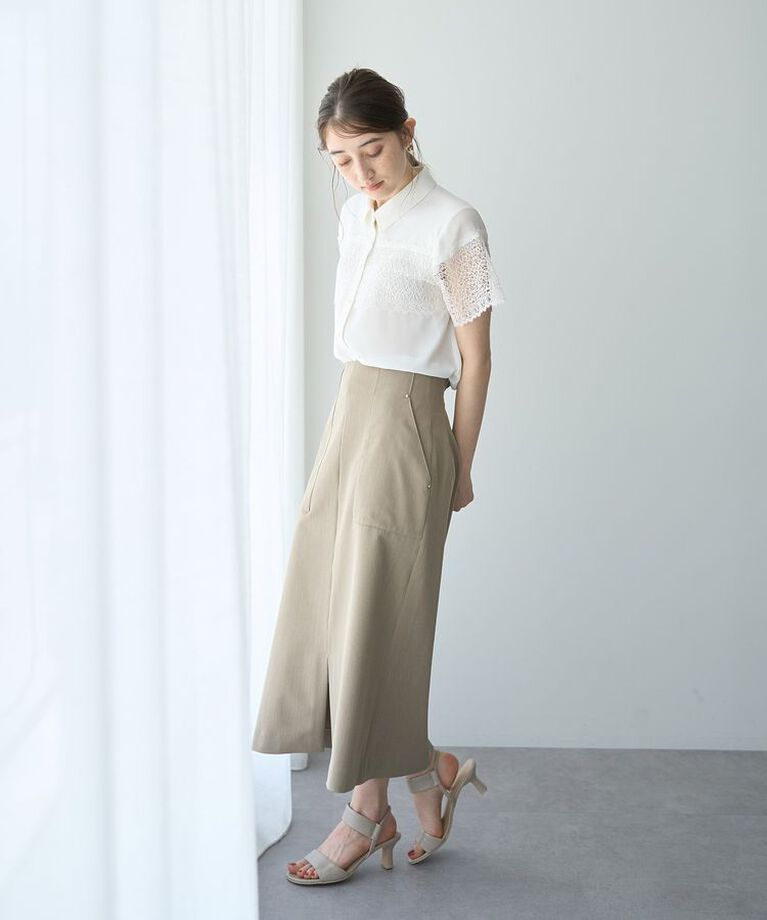 YECCA VECCA「【尾崎紗代子さん着用】ハイウエストナロースカート」|タイト|