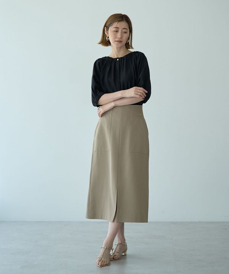 YECCA VECCA「【尾崎紗代子さん着用】ハイウエストナロースカート」|タイト|
