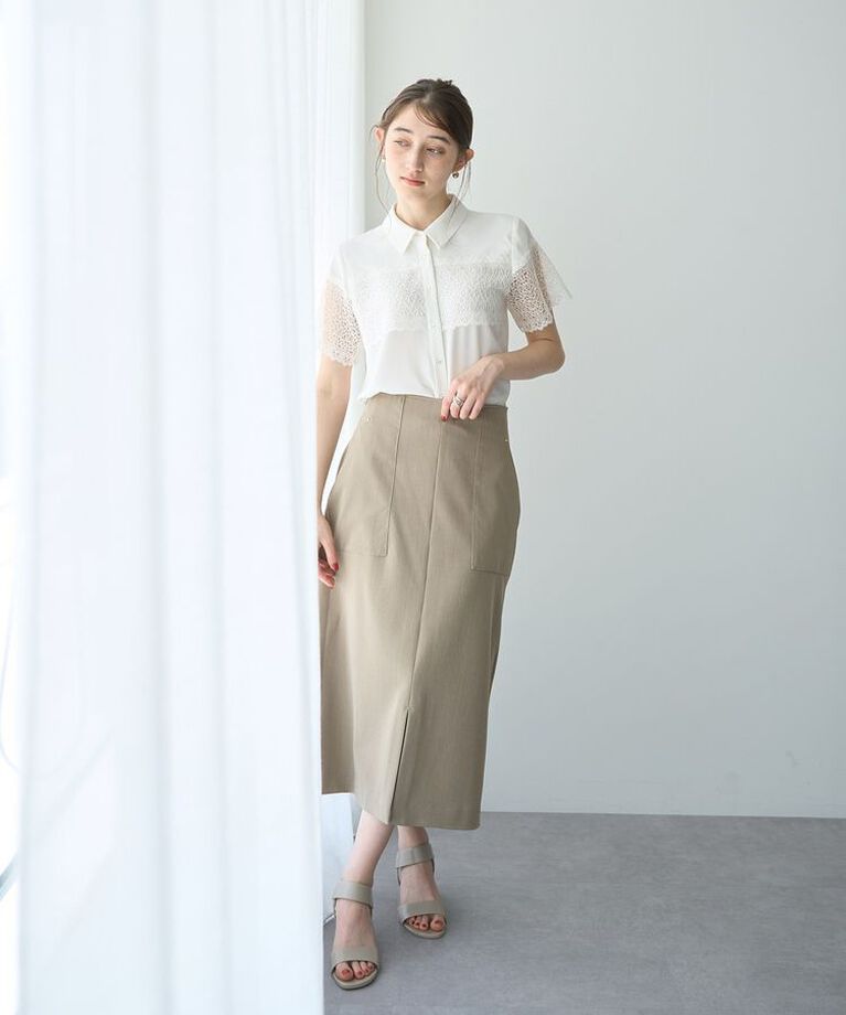 YECCA VECCA「【尾崎紗代子さん着用】ハイウエストナロースカート」|タイト|