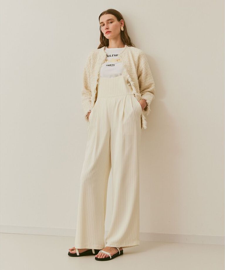 allureville「《ドラマ着用》ピンストライプサロペットパンツ」|オールインワン|アイボリー
