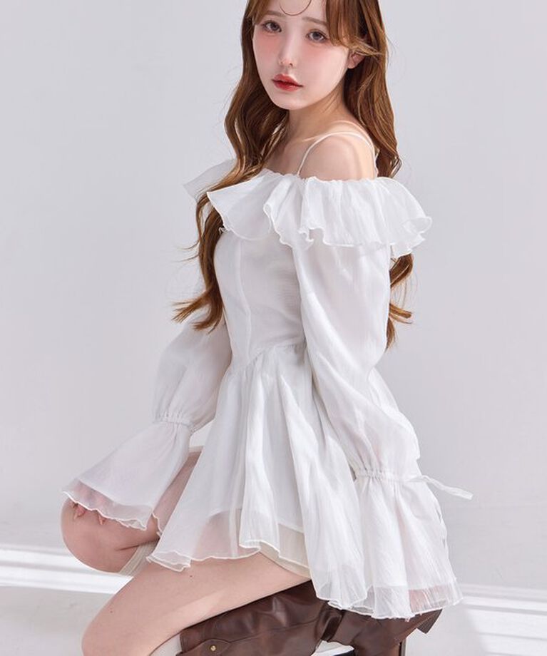  「【Dreamy collection】シアーオフショルチュニック」|シャツ・ブラウス|オフホワイト