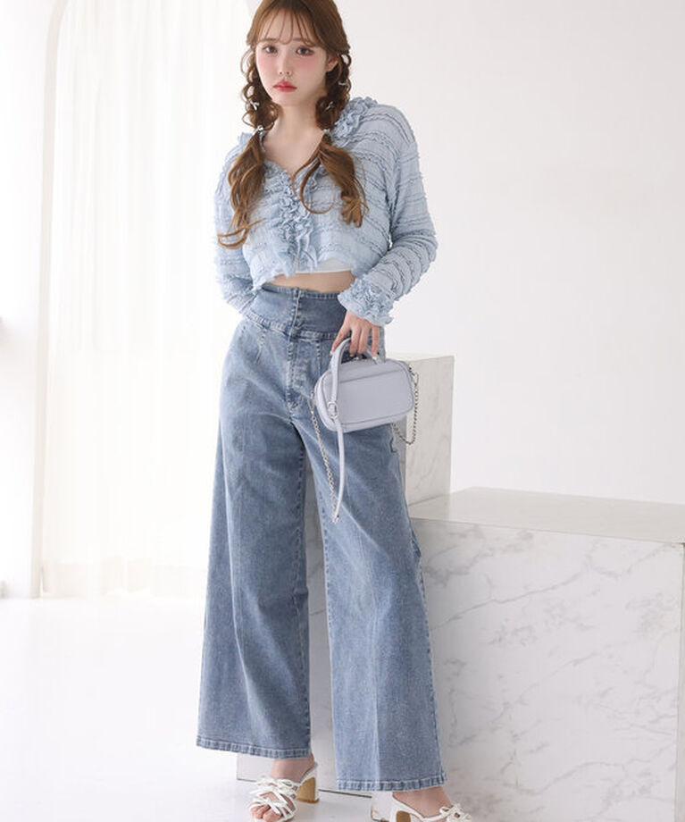  「バックレースアップワイドデニムパンツ」|その他|