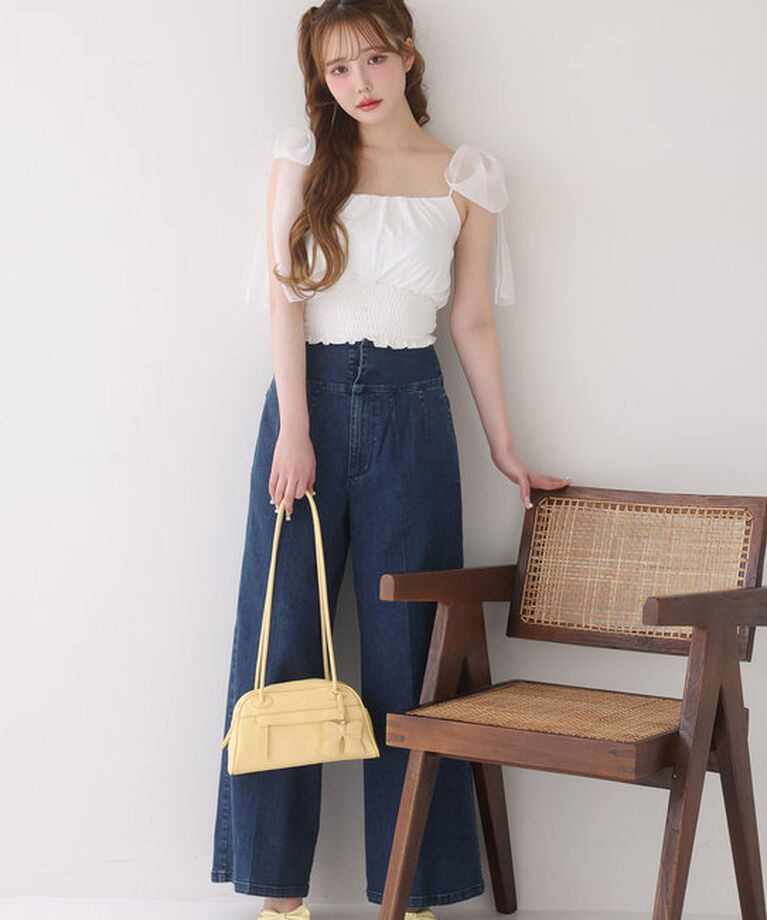  「バックレースアップワイドデニムパンツ」|その他|