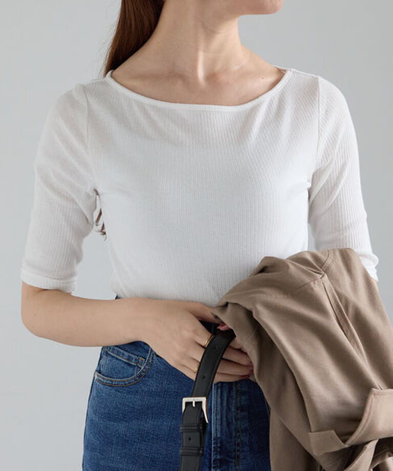 Te chichi「シアーリブボートネックプルオーバー《2025summer catalog item》」|Tシャツ・カットソー|オフホワイト