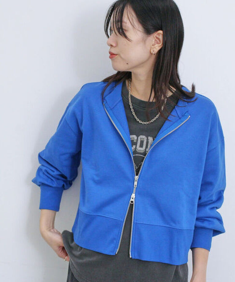 Samansa Mos2 blue「◎前後2wayダブルジップスウェット」|Tシャツ・カットソー|ブルー