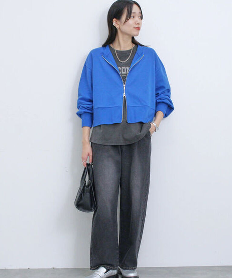 Samansa Mos2 blue「◎前後2wayダブルジップスウェット」|Tシャツ・カットソー|