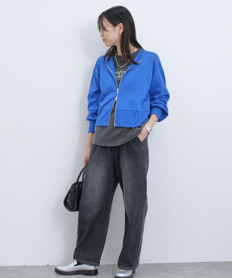 Samansa Mos2 blue「◎前後2wayダブルジップスウェット」|Tシャツ・カットソー|
