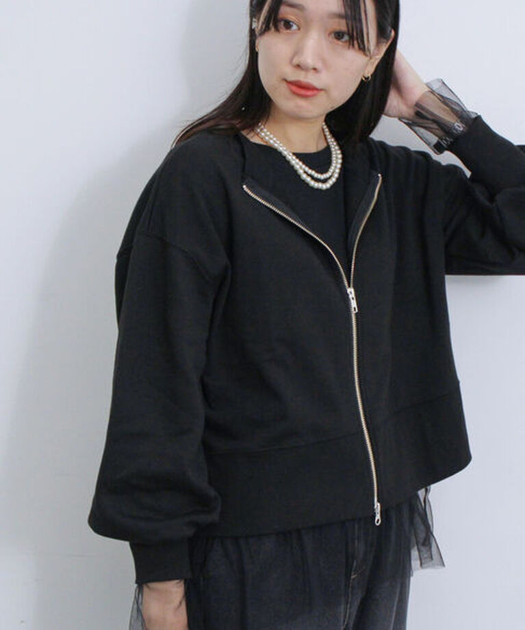 Samansa Mos2 blue「◎前後2wayダブルジップスウェット」|Tシャツ・カットソー|