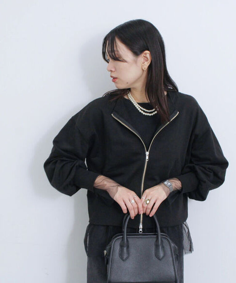 Samansa Mos2 blue「◎前後2wayダブルジップスウェット」|Tシャツ・カットソー|