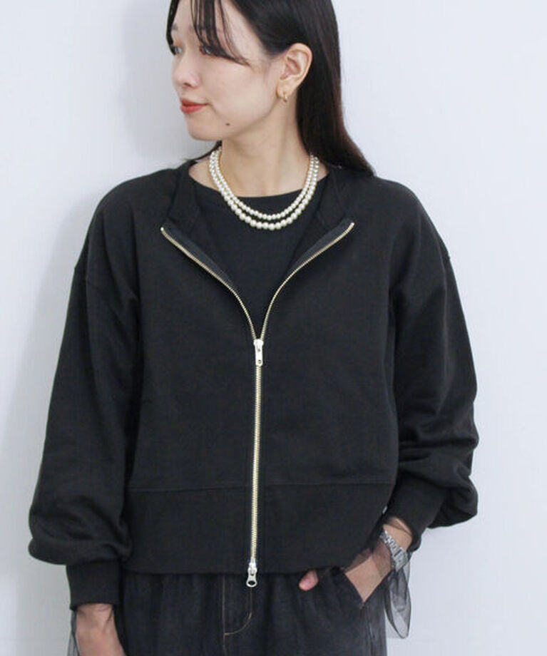 Samansa Mos2 blue「◎前後2wayダブルジップスウェット」|Tシャツ・カットソー|