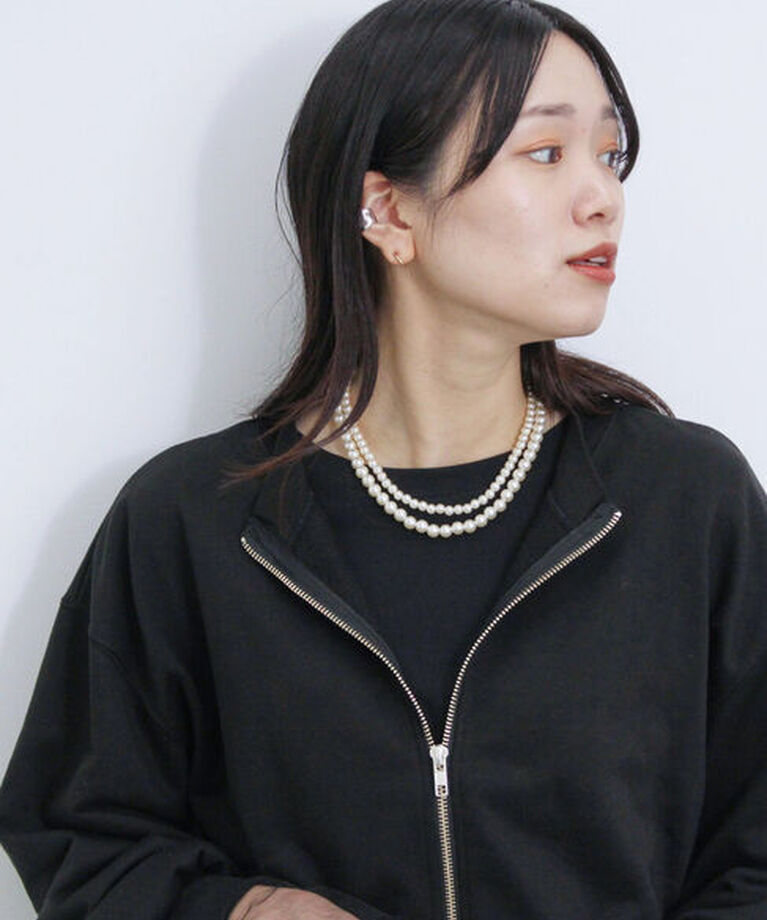 Samansa Mos2 blue「◎前後2wayダブルジップスウェット」|Tシャツ・カットソー|