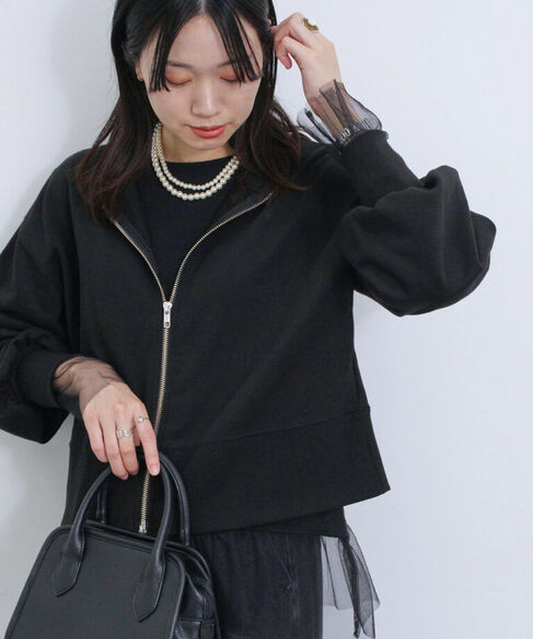 Samansa Mos2 blue「◎前後2wayダブルジップスウェット」|Tシャツ・カットソー|
