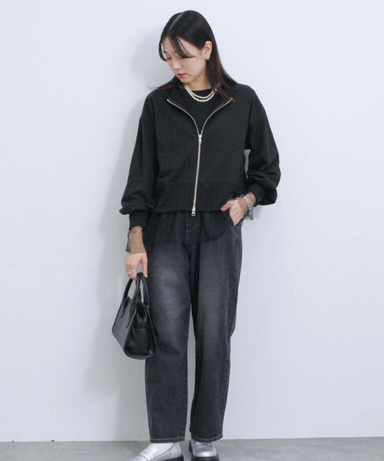 Samansa Mos2 blue「◎前後2wayダブルジップスウェット」|Tシャツ・カットソー|