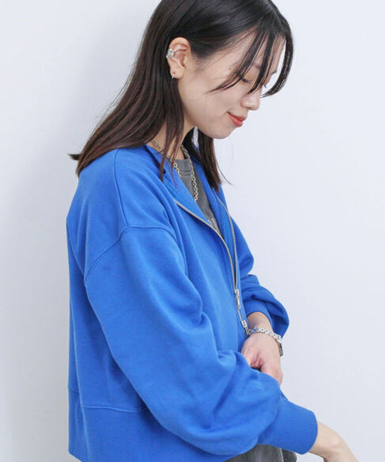 Samansa Mos2 blue「◎前後2wayダブルジップスウェット」|Tシャツ・カットソー|