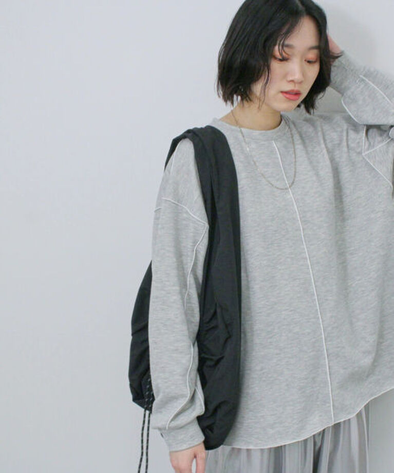Samansa Mos2 blue「◎配色メロウ裏毛プルオーバー」|Tシャツ・カットソー|