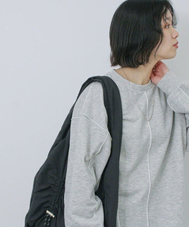 Samansa Mos2 blue「◎配色メロウ裏毛プルオーバー」|Tシャツ・カットソー|