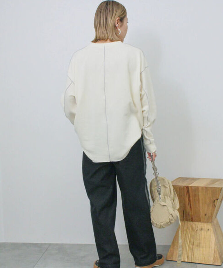 Samansa Mos2 blue「◎配色メロウ裏毛プルオーバー」|Tシャツ・カットソー|