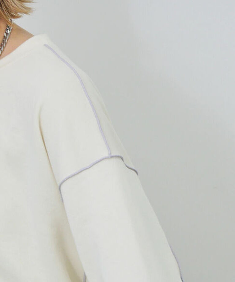 Samansa Mos2 blue「◎配色メロウ裏毛プルオーバー」|Tシャツ・カットソー|