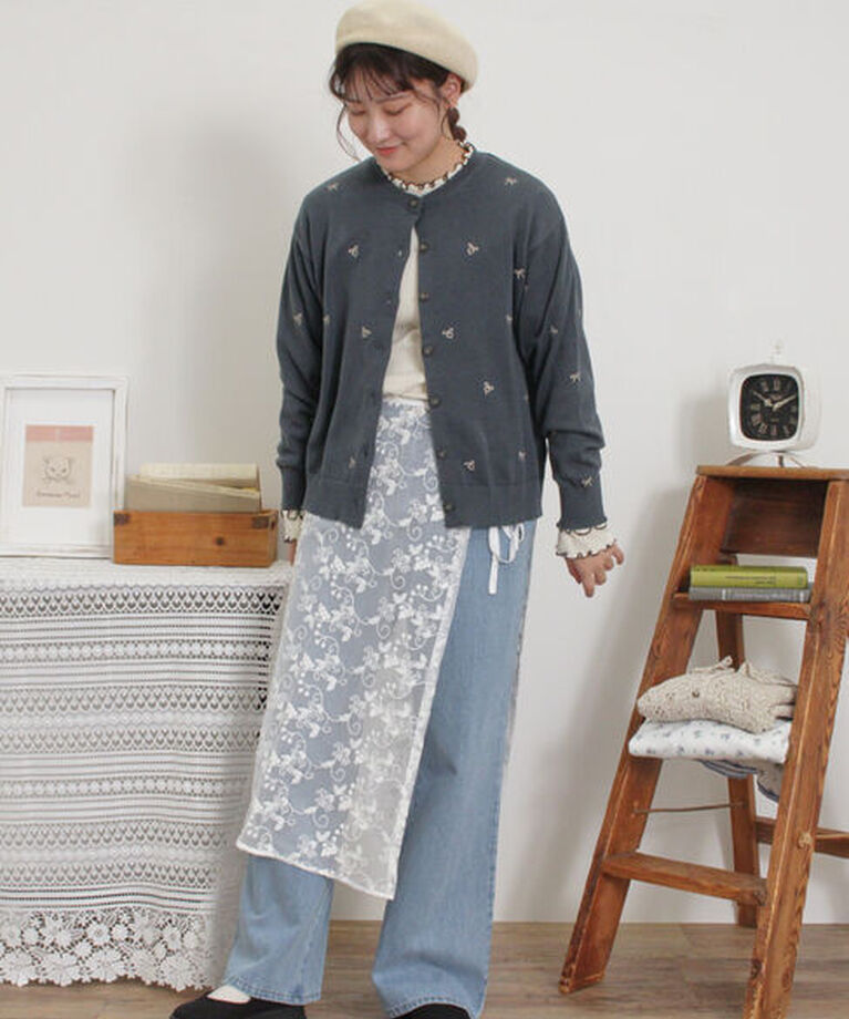 Samansa Mos2「リボン刺繍カーディガン」|カーディガン|
