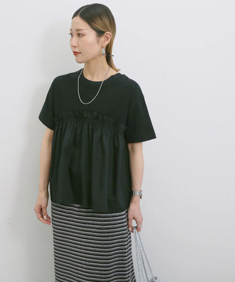 Samansa Mos2 blue「アソートドッキングプルオーバー」|Tシャツ・カットソー|