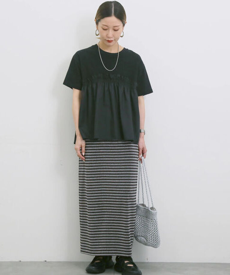 Samansa Mos2 blue「アソートドッキングプルオーバー」|Tシャツ・カットソー|