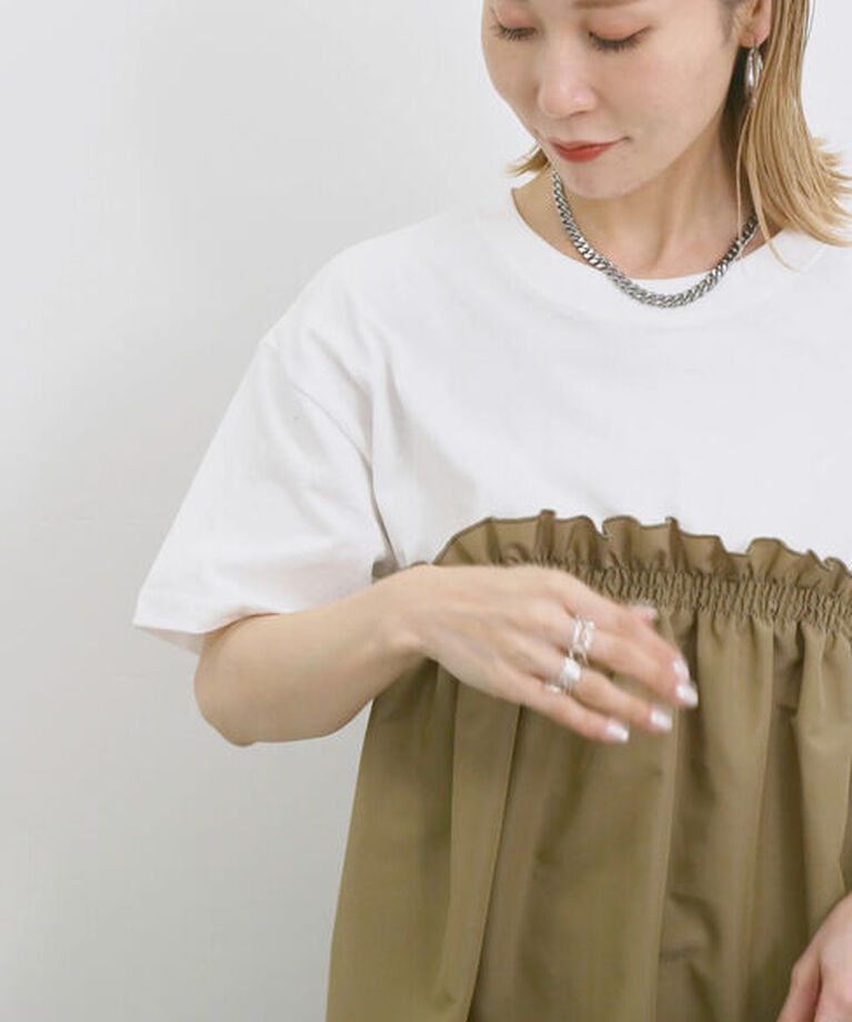 Samansa Mos2 blue「アソートドッキングプルオーバー」|Tシャツ・カットソー|