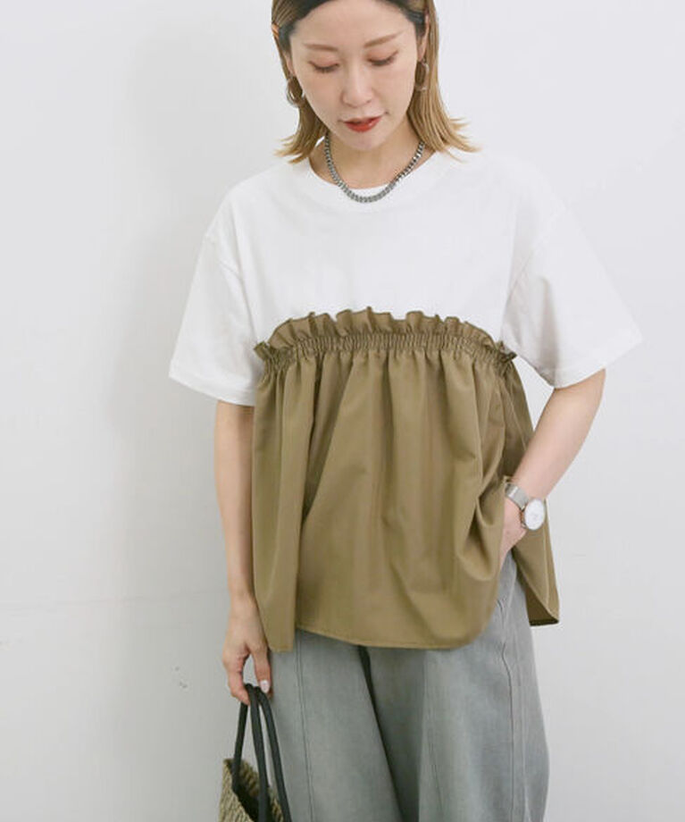 Samansa Mos2 blue「アソートドッキングプルオーバー」|Tシャツ・カットソー|