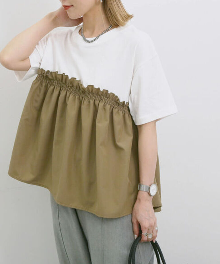 Samansa Mos2 blue「アソートドッキングプルオーバー」|Tシャツ・カットソー|
