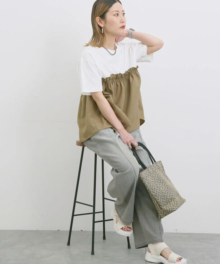 Samansa Mos2 blue「アソートドッキングプルオーバー」|Tシャツ・カットソー|
