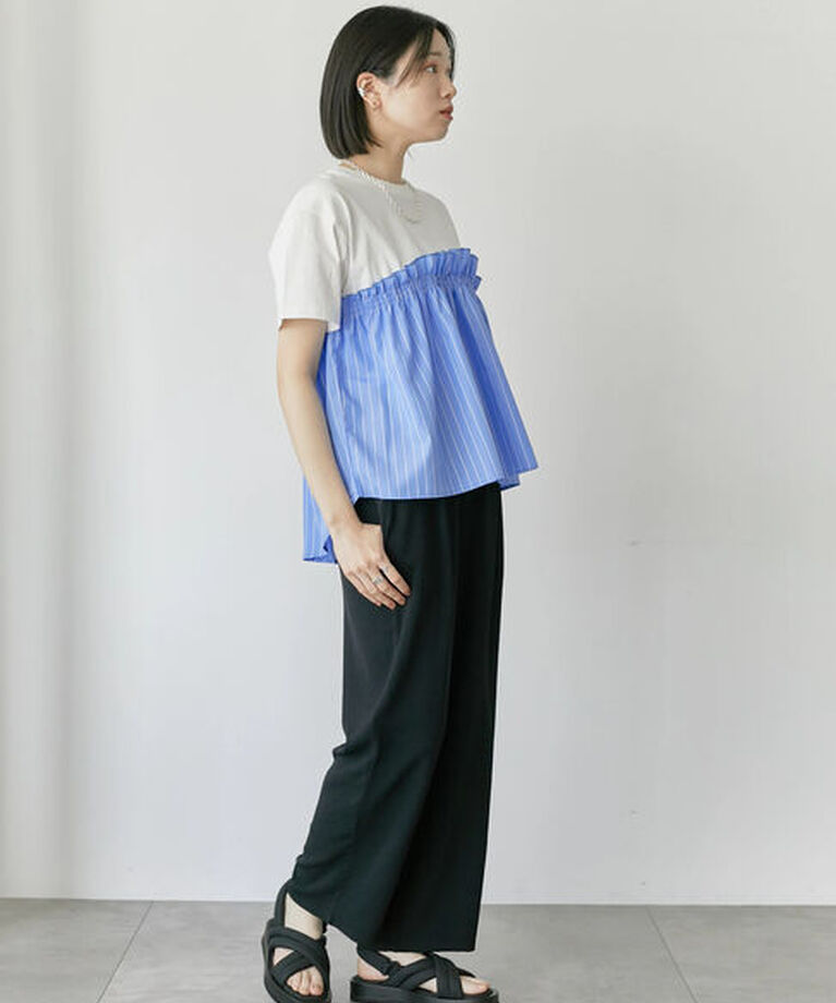 Samansa Mos2 blue「アソートドッキングプルオーバー」|Tシャツ・カットソー|