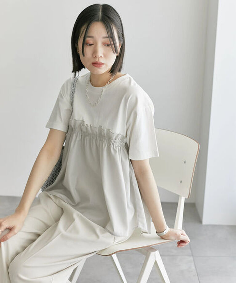 Samansa Mos2 blue「アソートドッキングプルオーバー」|Tシャツ・カットソー|