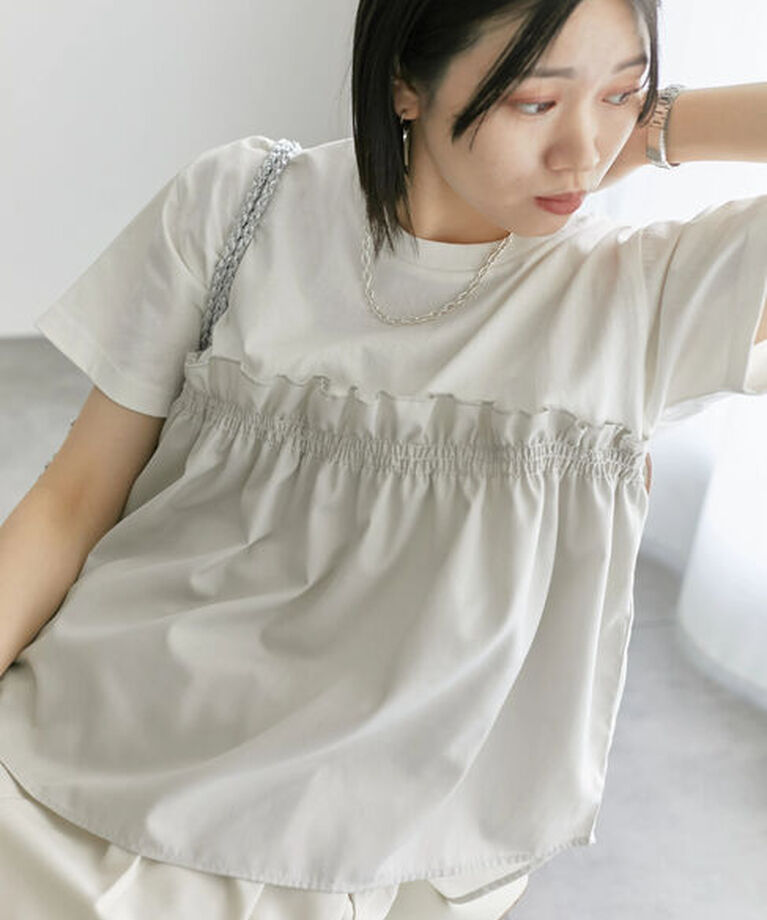 Samansa Mos2 blue「アソートドッキングプルオーバー」|Tシャツ・カットソー|