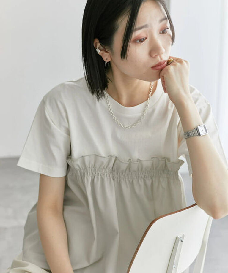 Samansa Mos2 blue「アソートドッキングプルオーバー」|Tシャツ・カットソー|
