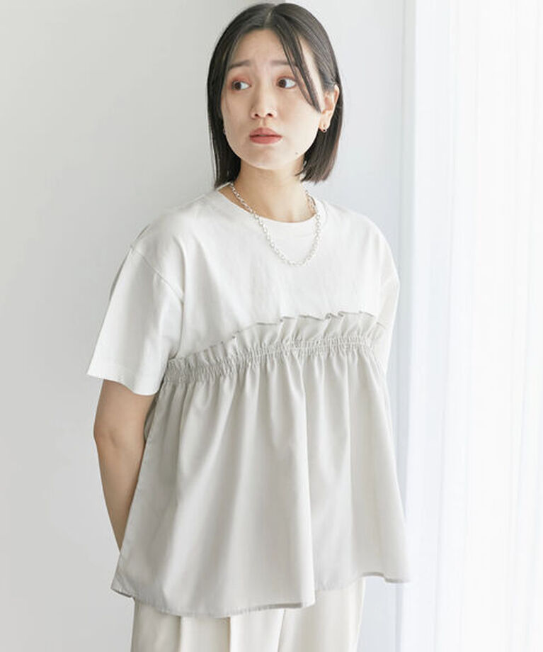 Samansa Mos2 blue「アソートドッキングプルオーバー」|Tシャツ・カットソー|