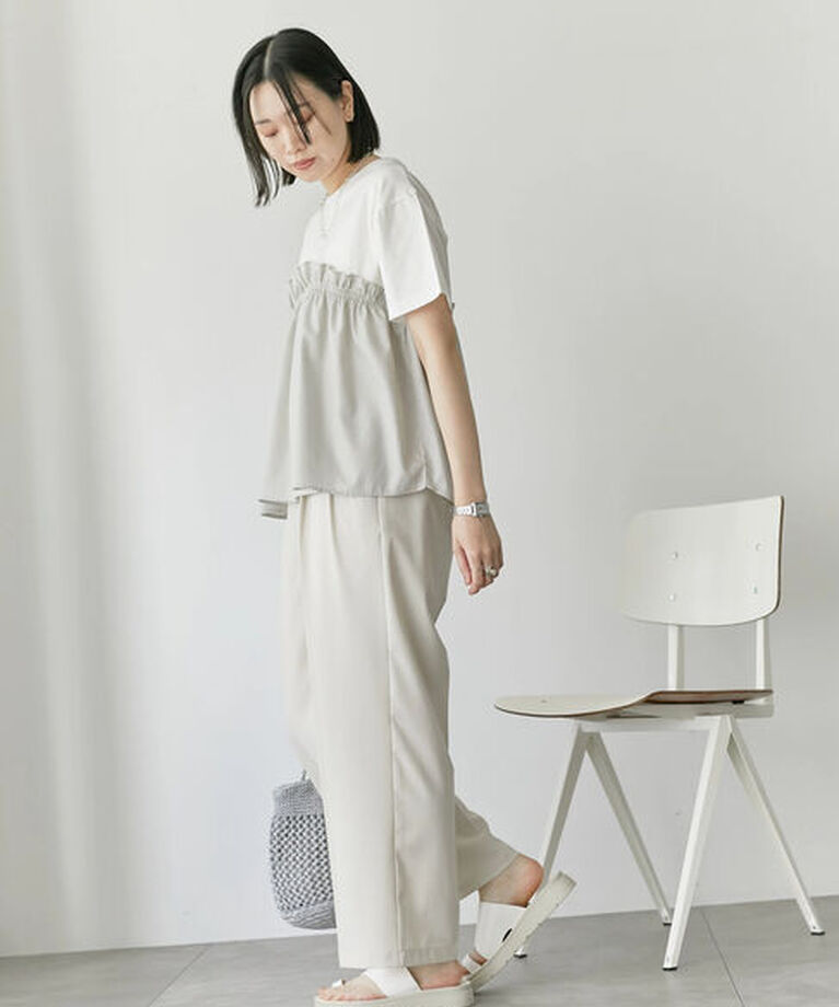 Samansa Mos2 blue「アソートドッキングプルオーバー」|Tシャツ・カットソー|