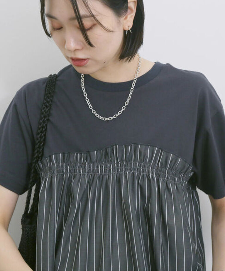 Samansa Mos2 blue「アソートドッキングプルオーバー」|Tシャツ・カットソー|